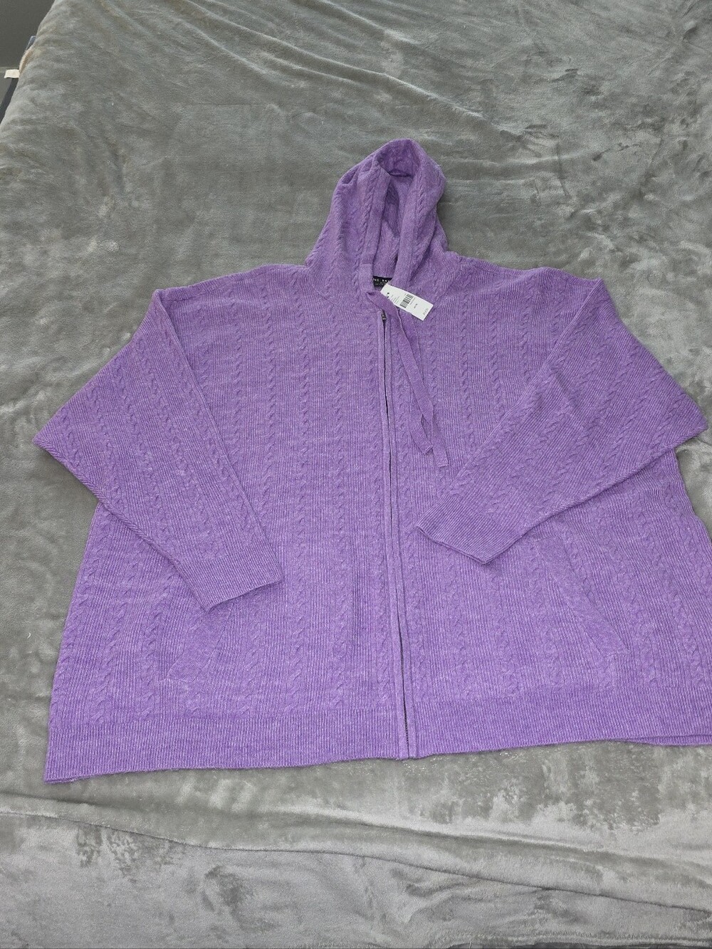 Purple Hooded Zip Cardigan Sweater By Lane Bryant